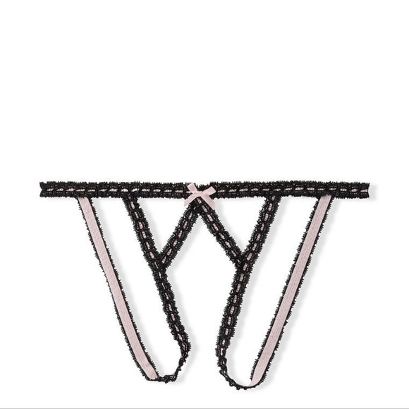 Victoria's secret crotchless lingerie set. Black and pink. 34C and Medium. - Picture 6 of 10